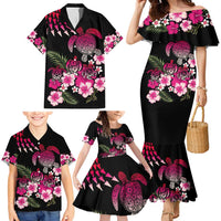 Hawaiian Hibiscus Turtle and Tropical Flower Family Matching Mermaid Dress and Hawaiian Shirt Sweet Vibe