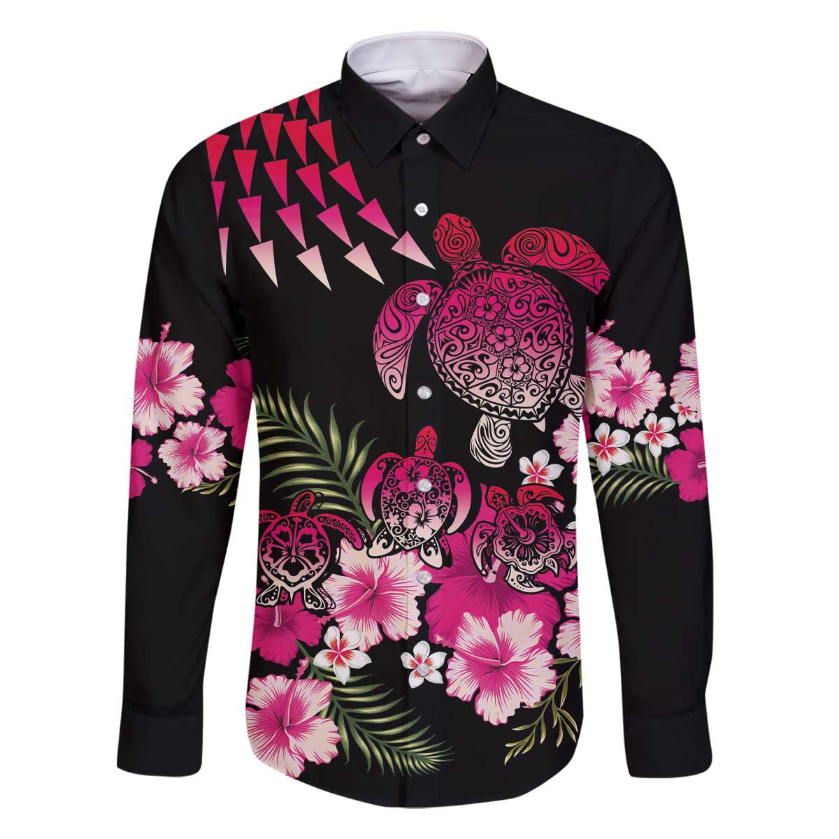 Hawaiian Hibiscus Turtle and Tropical Flower Family Matching Off The Shoulder Long Sleeve Dress and Hawaiian Shirt Sweet Vibe