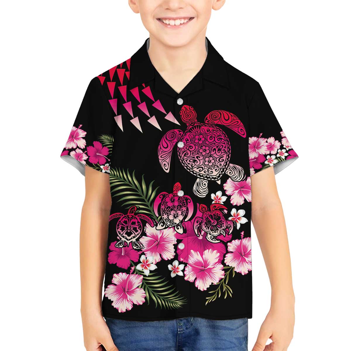 Hawaiian Hibiscus Turtle and Tropical Flower Family Matching Off The Shoulder Long Sleeve Dress and Hawaiian Shirt Sweet Vibe