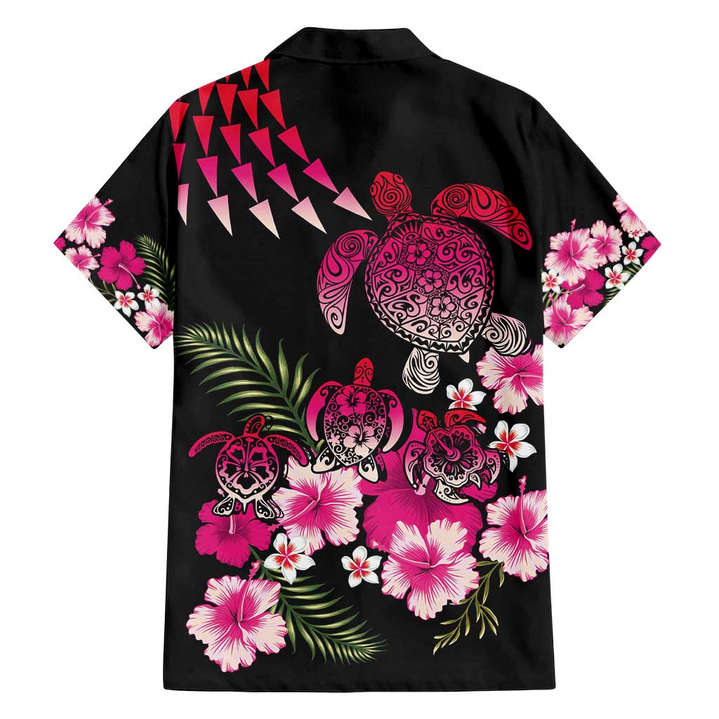 Hawaiian Hibiscus Turtle and Tropical Flower Family Matching Off Shoulder Short Dress and Hawaiian Shirt Sweet Vibe