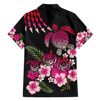 Hawaiian Hibiscus Turtle and Tropical Flower Family Matching Off Shoulder Short Dress and Hawaiian Shirt Sweet Vibe