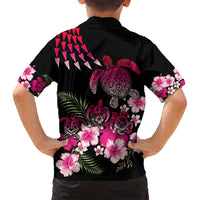 Hawaiian Hibiscus Turtle and Tropical Flower Family Matching Puletasi and Hawaiian Shirt Sweet Vibe LT03 - Polynesian Pride