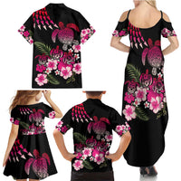 Hawaiian Hibiscus Turtle and Tropical Flower Family Matching Summer Maxi Dress and Hawaiian Shirt Sweet Vibe