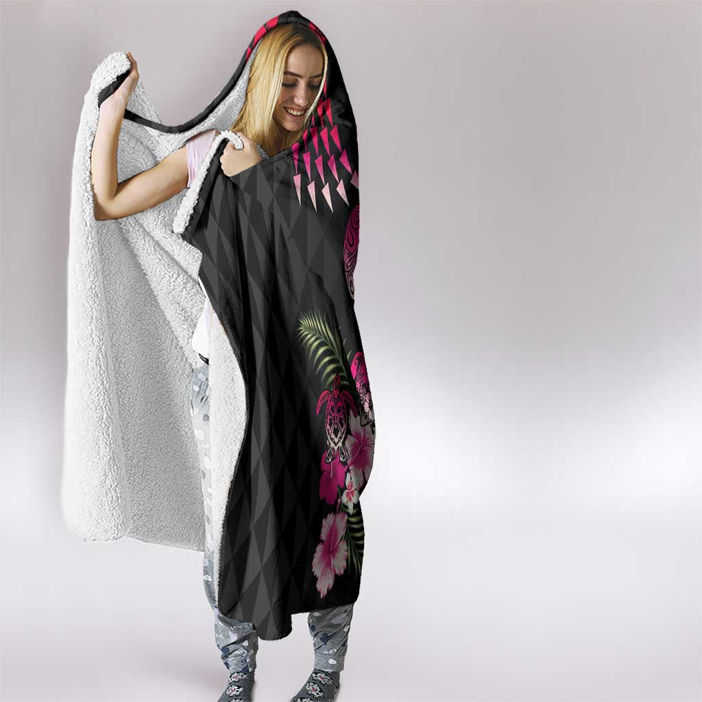 Hawaiian Hibiscus Turtle and Tropical Flower Hooded Blanket Sweet Vibe
