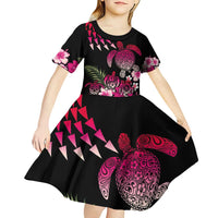 Hawaiian Hibiscus Turtle and Tropical Flower Kid Short Sleeve Dress Sweet Vibe