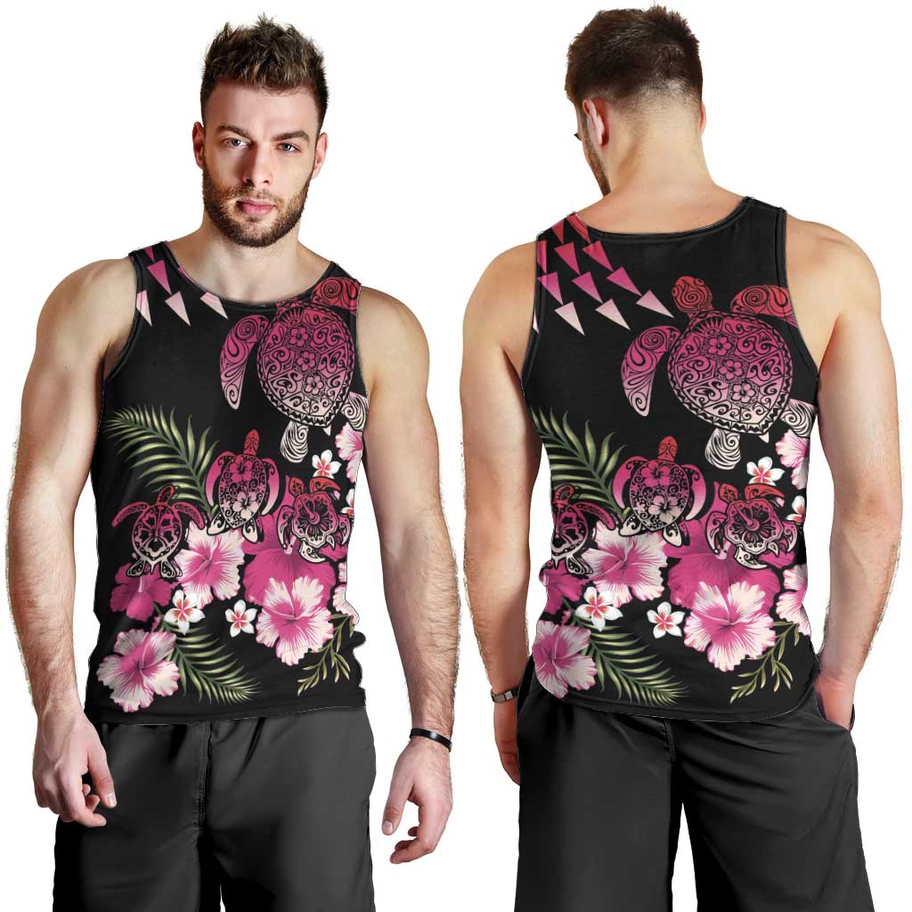 Hawaiian Hibiscus Turtle and Tropical Flower Men Tank Top Sweet Vibe