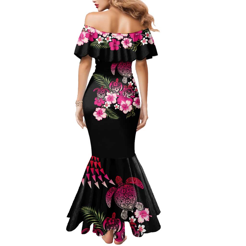 Hawaiian Hibiscus Turtle and Tropical Flower Mermaid Dress Sweet Vibe