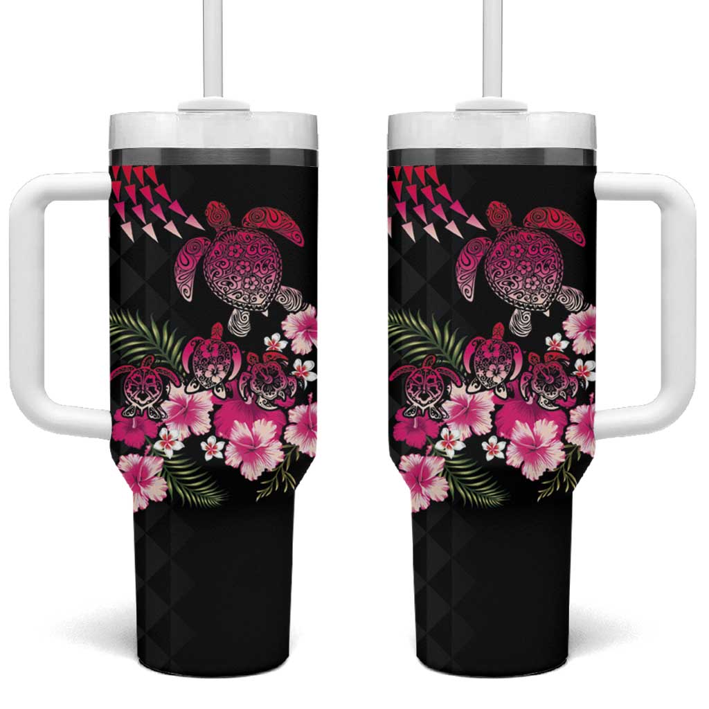 Hawaiian Hibiscus Turtle and Tropical Flower Tumbler With Handle Sweet Vibe