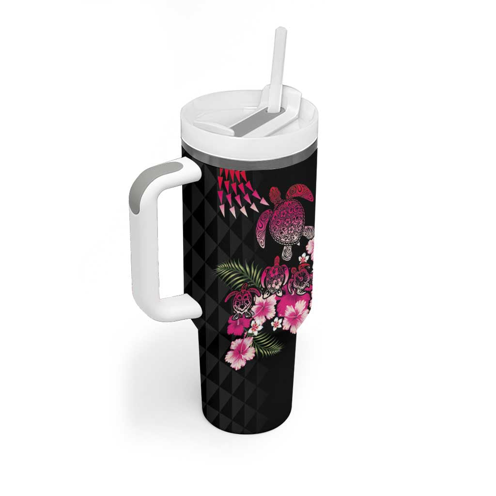 Hawaiian Hibiscus Turtle and Tropical Flower Tumbler With Handle Sweet Vibe