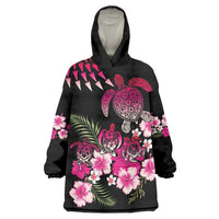 Hawaiian Hibiscus Turtle and Tropical Flower Wearable Blanket Hoodie Sweet Vibe