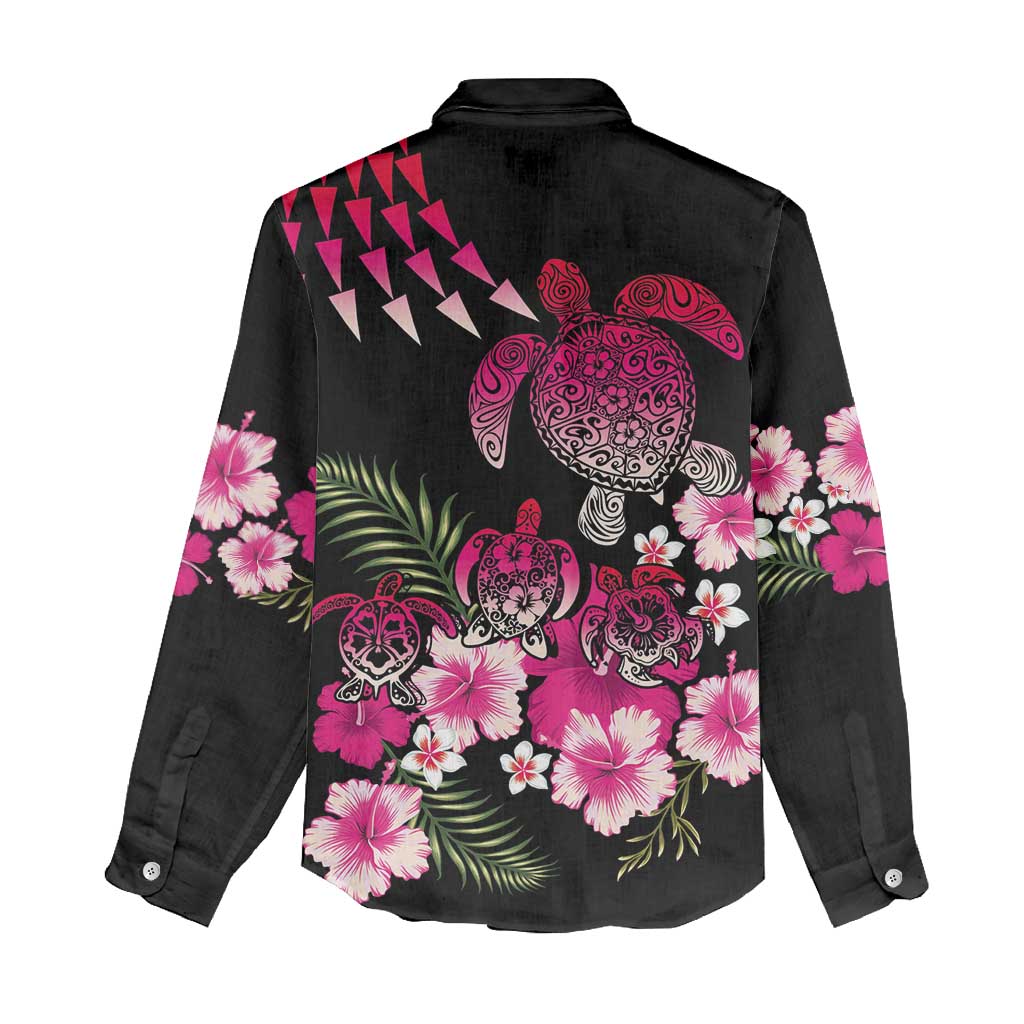 Hawaiian Hibiscus Turtle and Tropical Flower Women Casual Shirt Sweet Vibe