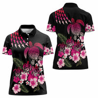 Hawaiian Hibiscus Turtle and Tropical Flower Women Polo Shirt Sweet Vibe