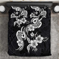 Hawaiian-Polynesian Art Tattoo Bedding Set Hibiscus and Plumeria Grayscale