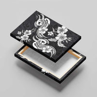 Hawaiian-Polynesian Art Tattoo Canvas Wall Art Hibiscus and Plumeria Grayscale