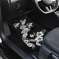 Hawaiian-Polynesian Art Tattoo Car Mats Hibiscus and Plumeria Grayscale