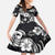 Hawaiian-Polynesian Art Tattoo Family Matching Mermaid Dress and Hawaiian Shirt Hibiscus and Plumeria Grayscale