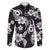 Hawaiian-Polynesian Art Tattoo Family Matching Mermaid Dress and Hawaiian Shirt Hibiscus and Plumeria Grayscale