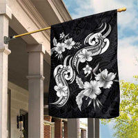 Hawaiian-Polynesian Art Tattoo Garden Flag Hibiscus and Plumeria Grayscale