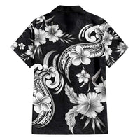 Hawaiian-Polynesian Art Tattoo Hawaiian Shirt Hibiscus and Plumeria Grayscale