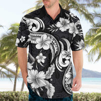 Hawaiian-Polynesian Art Tattoo Hawaiian Shirt Hibiscus and Plumeria Grayscale