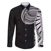 Samoan Art Tattoo Polynesian Pattern Family Matching Off Shoulder Maxi Dress and Hawaiian Shirt