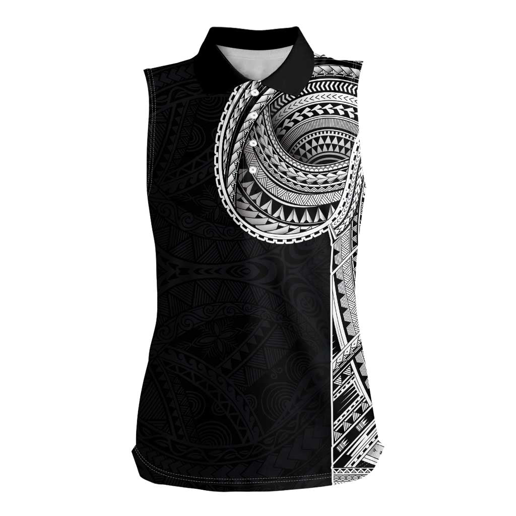 Samoan Art Tattoo Polynesian Pattern Women Sleeveless Polo Shirt