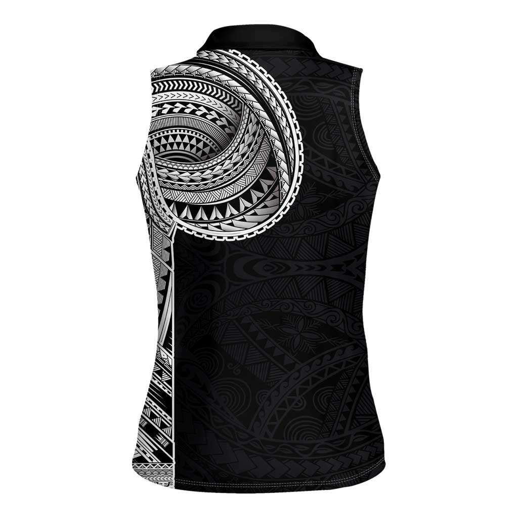 Samoan Art Tattoo Polynesian Pattern Women Sleeveless Polo Shirt