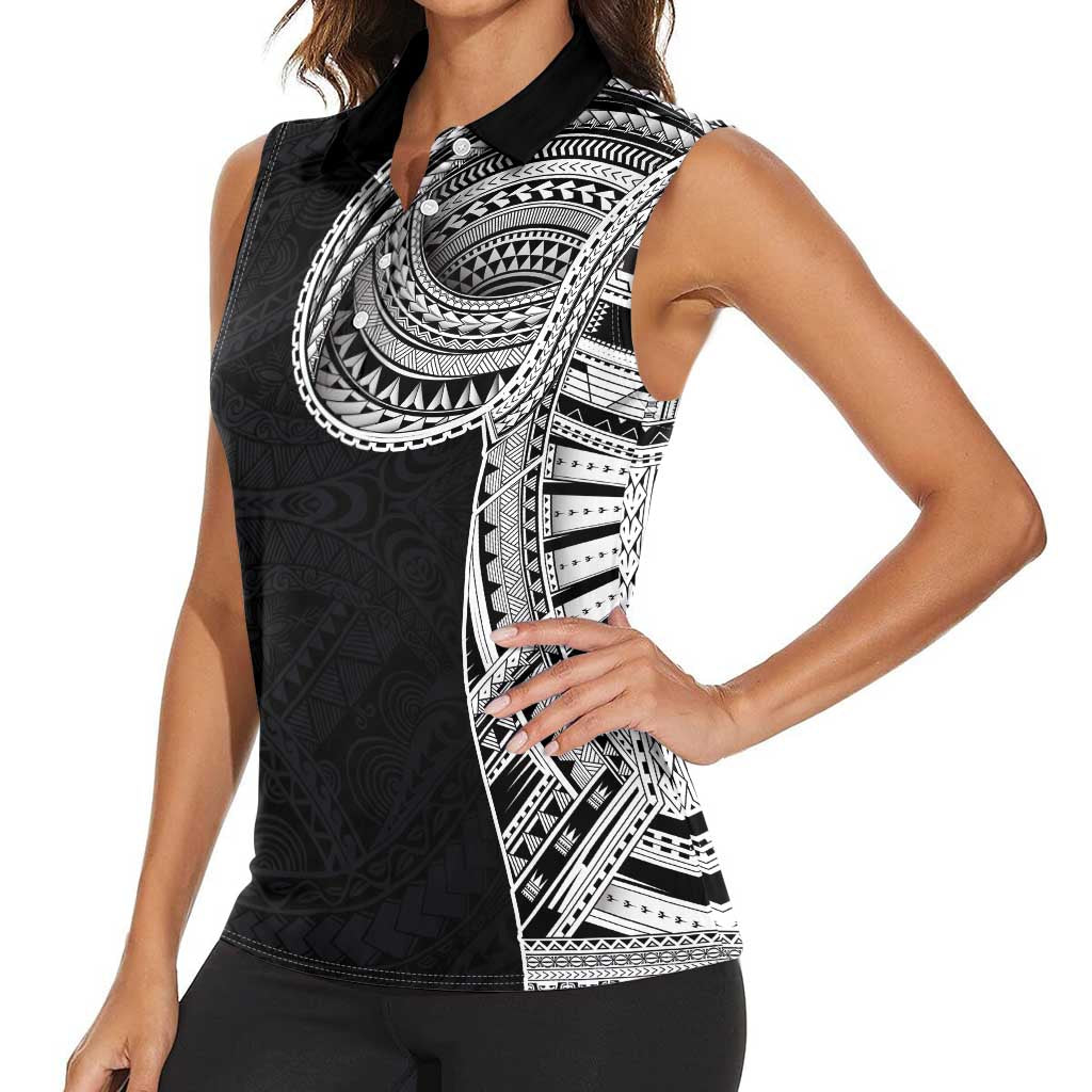Samoan Art Tattoo Polynesian Pattern Women Sleeveless Polo Shirt