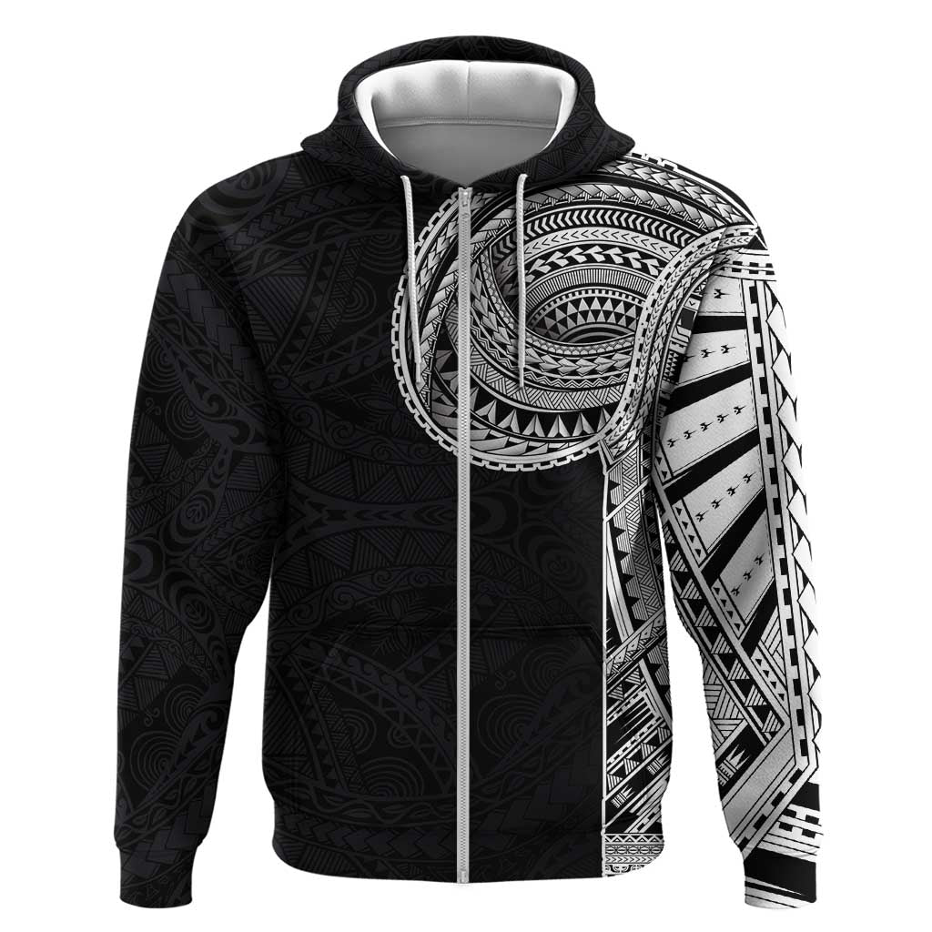 Samoan Art Tattoo Polynesian Pattern Zip Hoodie LT03 Zip Hoodie Black - Polynesian Pride