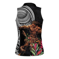 Samoan Warrior Art Tattoo Women Sleeveless Polo Shirt Polynesian Pattern and Teuila