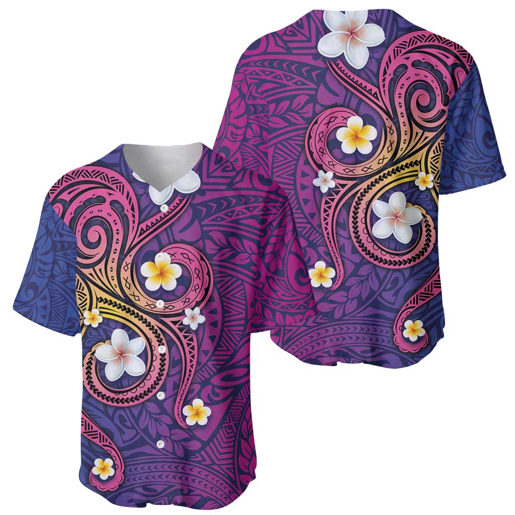 Hawaiian Octopus Tattoo and Frangipani Baseball Jersey LT03 - Polynesian Pride