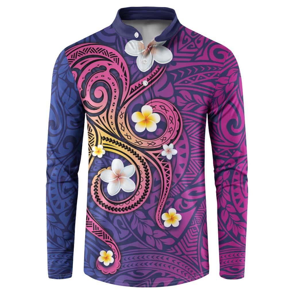 Hawaiian Octopus Tattoo and Frangipani Button Sweatshirt LT03 Purple - Polynesian Pride