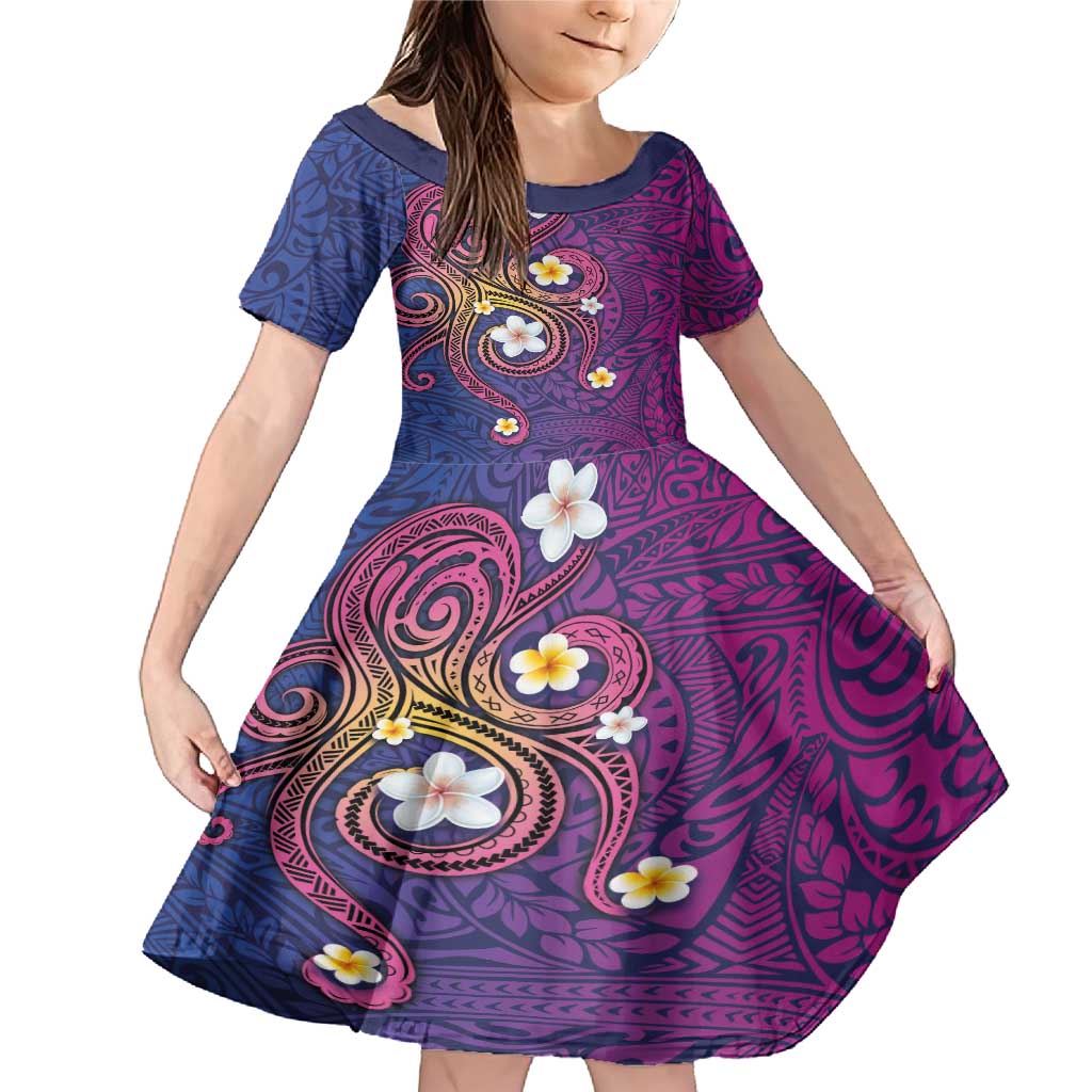 Hawaiian Octopus Tattoo and Frangipani Family Matching Mermaid Dress and Hawaiian Shirt