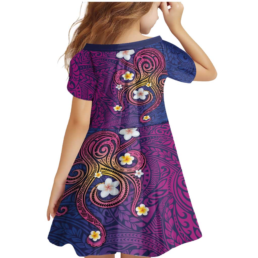 Hawaiian Octopus Tattoo and Frangipani Family Matching Mermaid Dress and Hawaiian Shirt