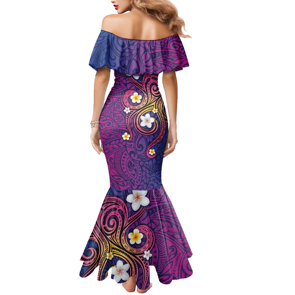 Hawaiian Octopus Tattoo and Frangipani Family Matching Mermaid Dress and Hawaiian Shirt