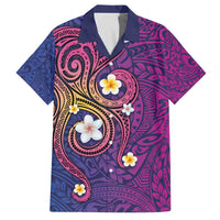 Hawaiian Octopus Tattoo and Frangipani Family Matching Puletasi and Hawaiian Shirt LT03 Dad's Shirt - Short Sleeve Purple - Polynesian Pride