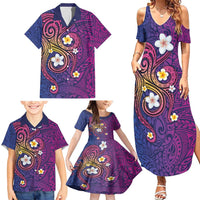 Hawaiian Octopus Tattoo and Frangipani Family Matching Summer Maxi Dress and Hawaiian Shirt