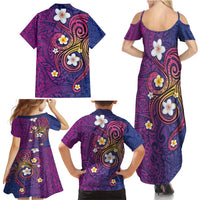 Hawaiian Octopus Tattoo and Frangipani Family Matching Summer Maxi Dress and Hawaiian Shirt