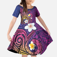 Hawaiian Octopus Tattoo and Frangipani Kid Short Sleeve Dress