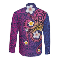 Hawaiian Octopus Tattoo and Frangipani Long Sleeve Button Shirt