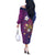 Hawaiian Octopus Tattoo and Frangipani Off The Shoulder Long Sleeve Dress