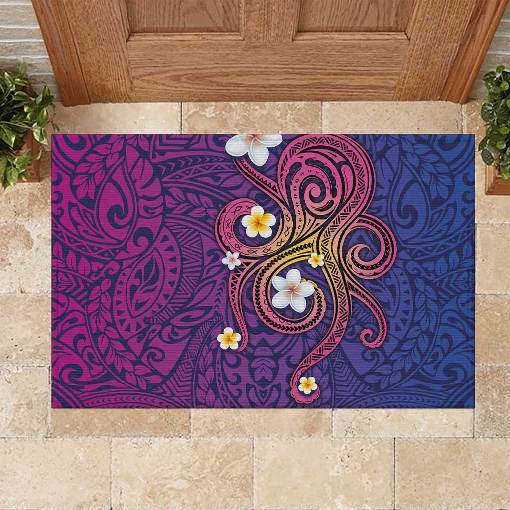 Hawaiian Octopus Tattoo and Frangipani Rubber Doormat LT03 Purple - Polynesian Pride