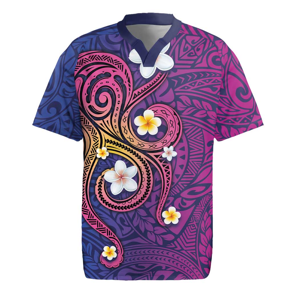 Hawaiian Octopus Tattoo and Frangipani Rugby Jersey