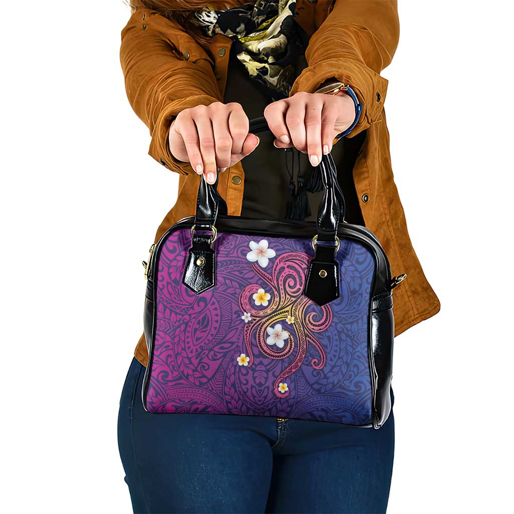 Hawaiian Octopus Tattoo and Frangipani Shoulder Handbag LT03 One Size Purple - Polynesian Pride