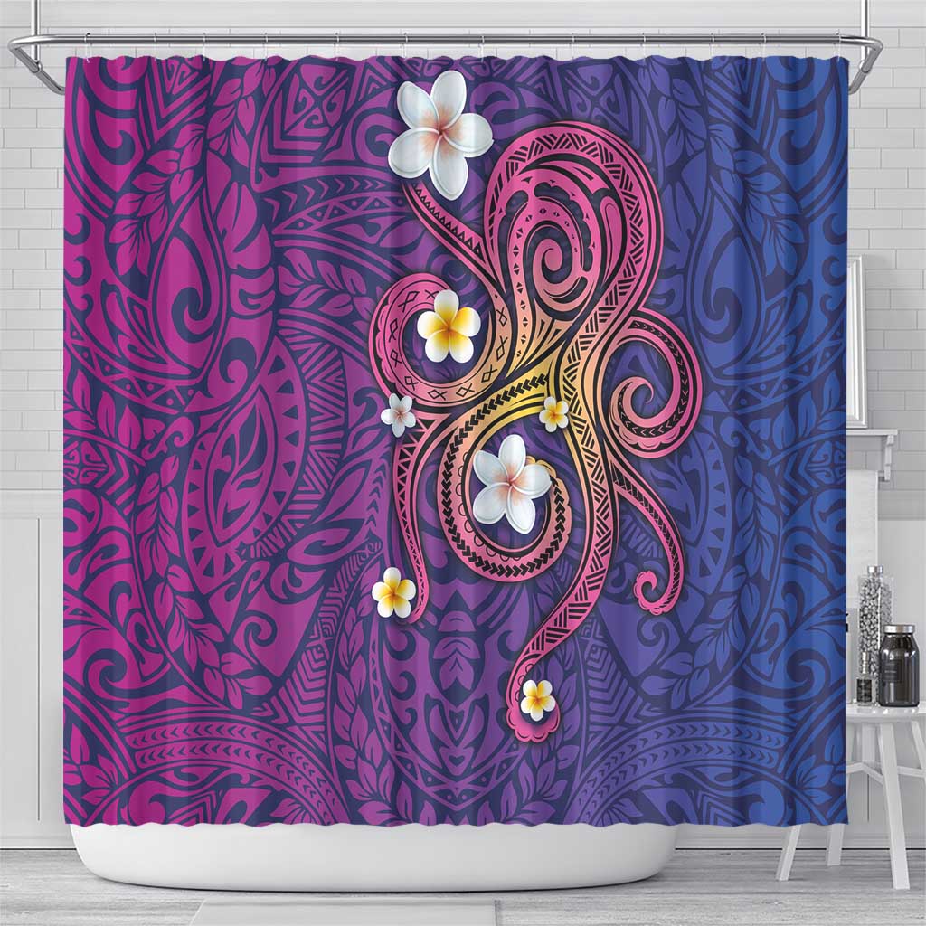Hawaiian Octopus Tattoo and Frangipani Shower Curtain LT03 - Polynesian Pride