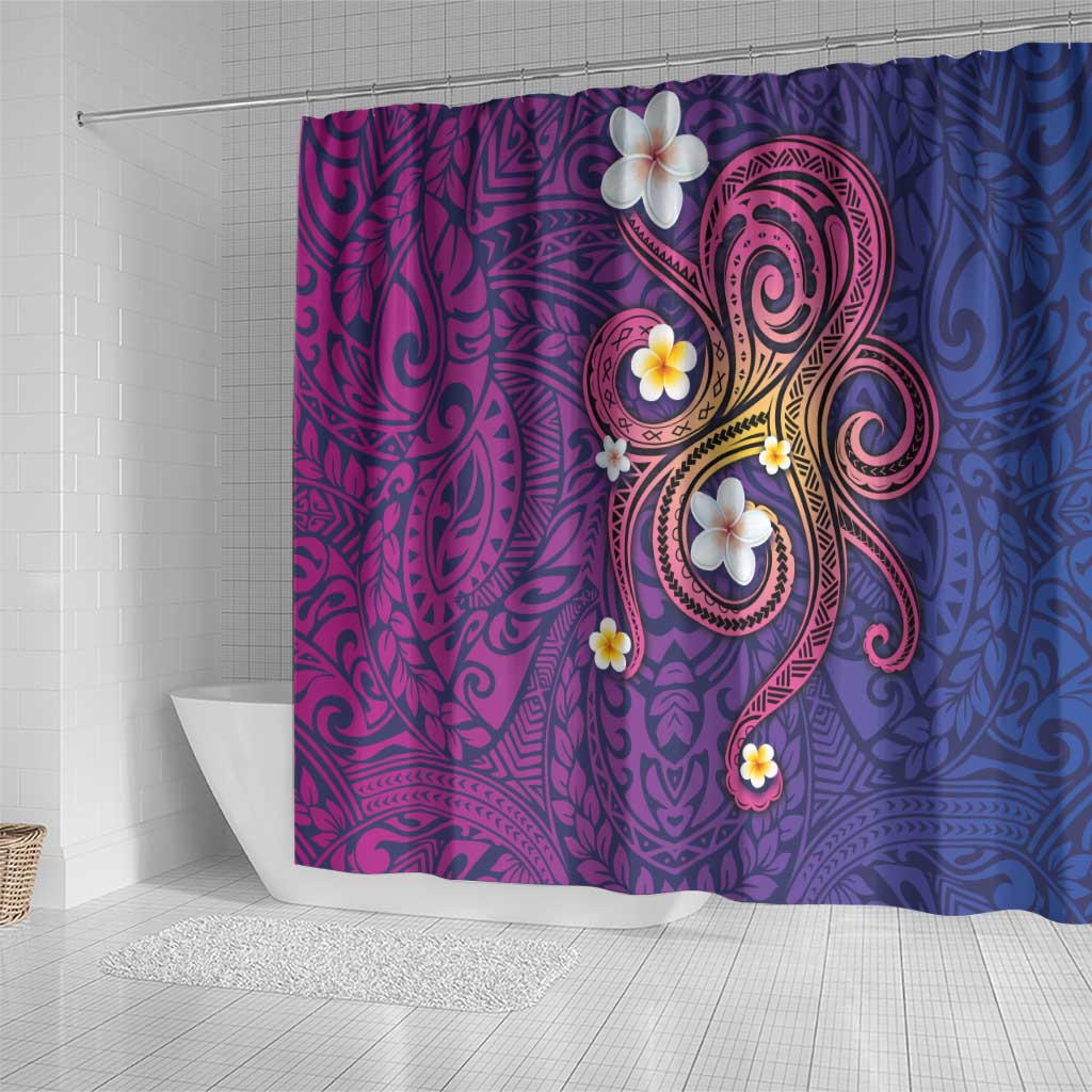 Hawaiian Octopus Tattoo and Frangipani Shower Curtain LT03 - Polynesian Pride