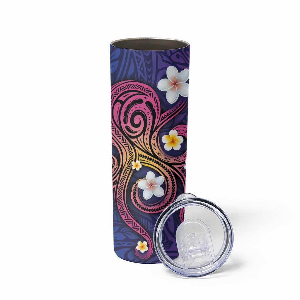 Hawaiian Octopus Tattoo and Frangipani Skinny Tumbler