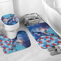 Hawaii Aloha Whales Bathroom Set Hibiscus and Whales with Polynesian Pattern - Polynesian Pride