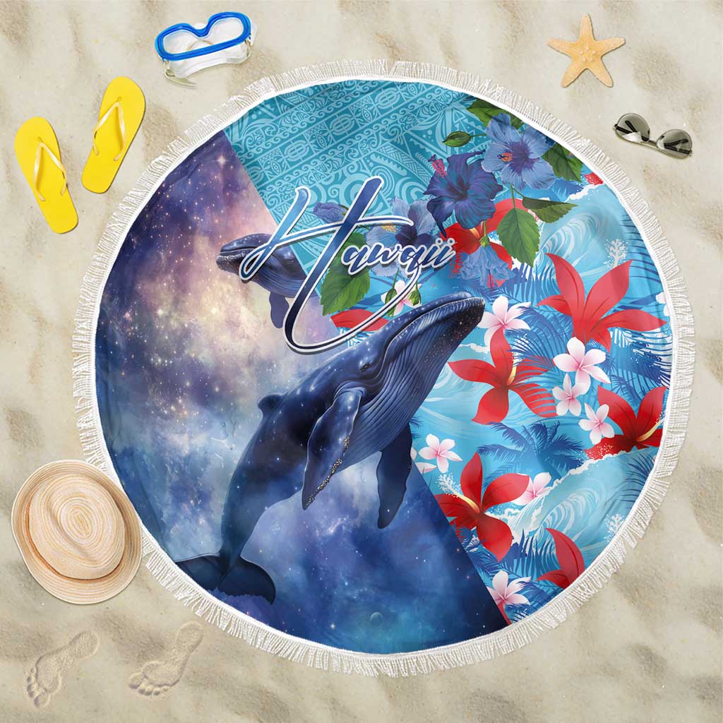 Hawaii Aloha Whales Beach Blanket Hibiscus and Whales with Polynesian Pattern - Polynesian Pride