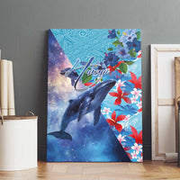 Hawaii Aloha Whales Canvas Wall Art Hibiscus and Whales with Polynesian Pattern - Polynesian Pride